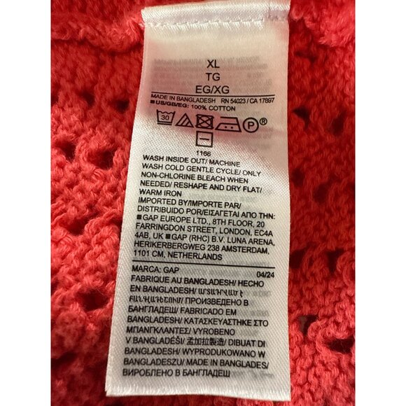 Gap Xl Coral Open Knit Sweater Top Lightweight Crochet Style Sleeveless - Picture 5 of 8